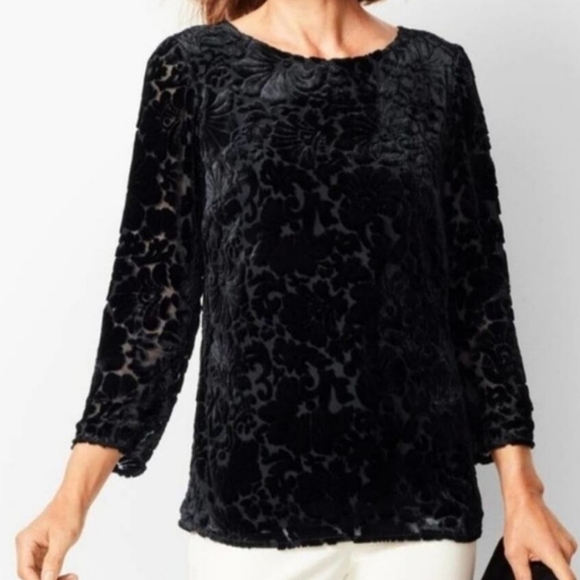 RSVP by Talbots Velvety Floral Burnout Top, Women's Petite Large, New - Picture 1 of 8